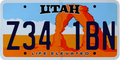 UT license plate Z341BN