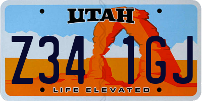 UT license plate Z341GJ