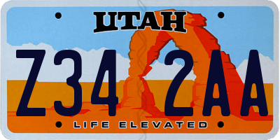 UT license plate Z342AA