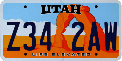 UT license plate Z342AW