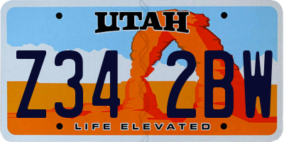 UT license plate Z342BW