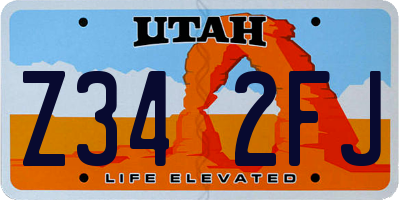 UT license plate Z342FJ