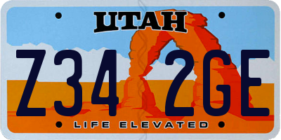 UT license plate Z342GE