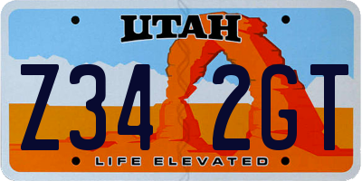 UT license plate Z342GT