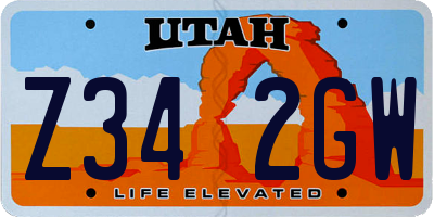 UT license plate Z342GW