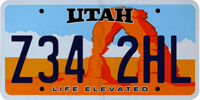 UT license plate Z342HL