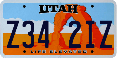 UT license plate Z342IZ