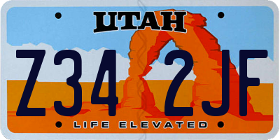 UT license plate Z342JF