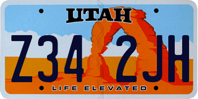 UT license plate Z342JH