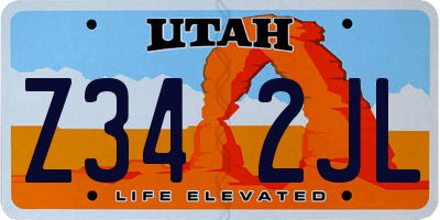 UT license plate Z342JL
