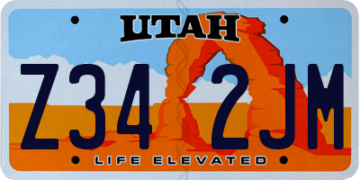 UT license plate Z342JM