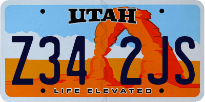 UT license plate Z342JS
