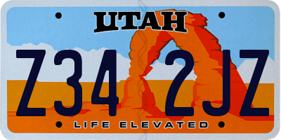 UT license plate Z342JZ
