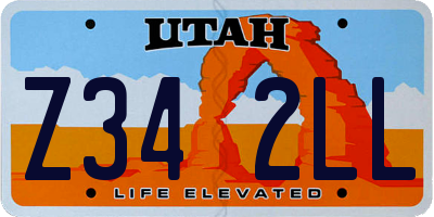 UT license plate Z342LL