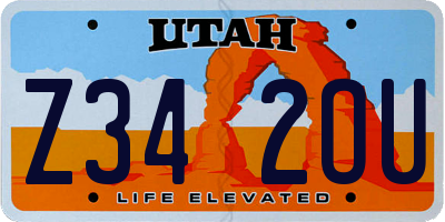 UT license plate Z342OU