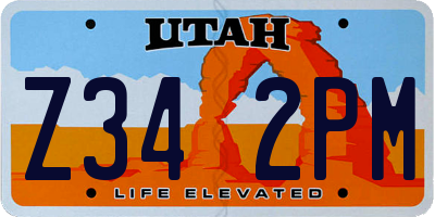 UT license plate Z342PM