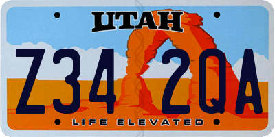 UT license plate Z342QA