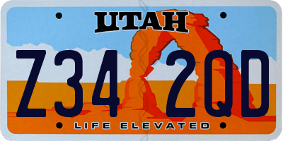 UT license plate Z342QD