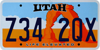 UT license plate Z342QX