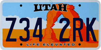 UT license plate Z342RK