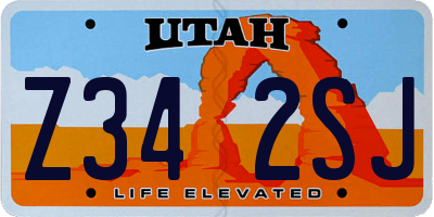 UT license plate Z342SJ