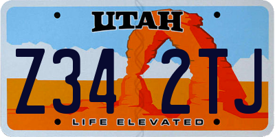 UT license plate Z342TJ
