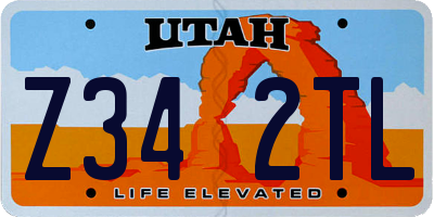 UT license plate Z342TL