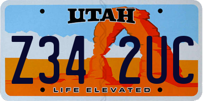 UT license plate Z342UC