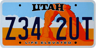 UT license plate Z342UT