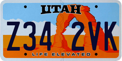 UT license plate Z342VK