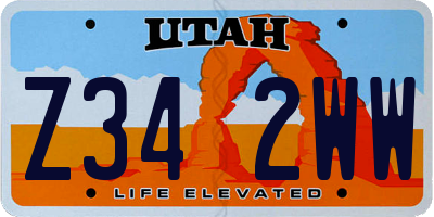 UT license plate Z342WW