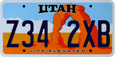 UT license plate Z342XB
