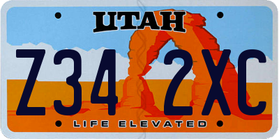 UT license plate Z342XC