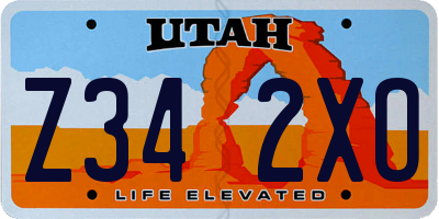UT license plate Z342XO
