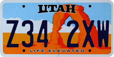 UT license plate Z342XW
