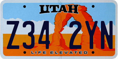 UT license plate Z342YN