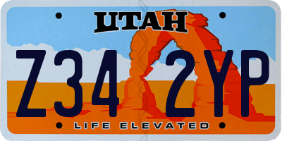 UT license plate Z342YP