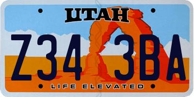UT license plate Z343BA