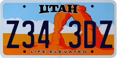 UT license plate Z343DZ