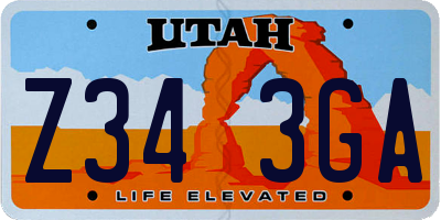 UT license plate Z343GA