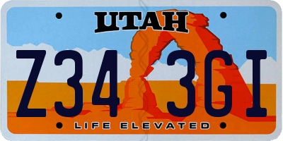 UT license plate Z343GI
