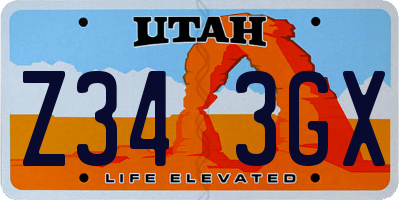 UT license plate Z343GX