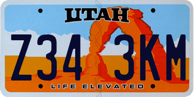 UT license plate Z343KM