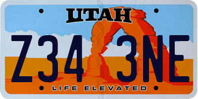 UT license plate Z343NE