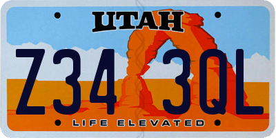 UT license plate Z343QL
