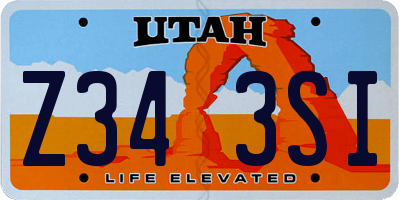 UT license plate Z343SI