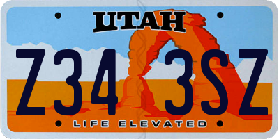 UT license plate Z343SZ