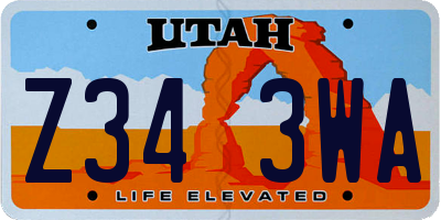 UT license plate Z343WA