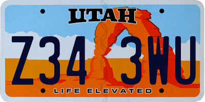 UT license plate Z343WU