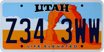 UT license plate Z343WW